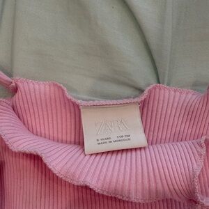 Zara Pink Ribbed Ruffle Top